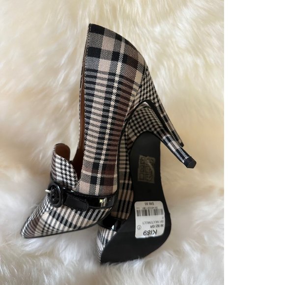 NEW Le Chateau Tartan shoes Wedding Plaid Black White Heel Stilettos Herringbone - Picture 5 of 5